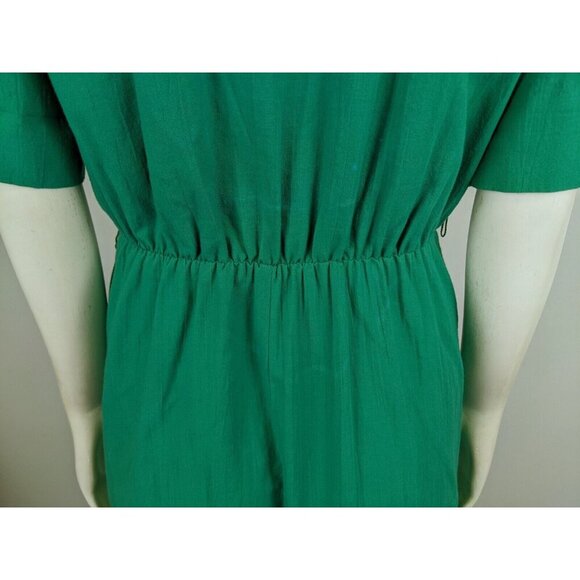 VINTAGE WOMEN'S GREEN FLORAL PRINT SHIRT DRESS - TAP&CO - SIZE 6P - Picture 12 of 14